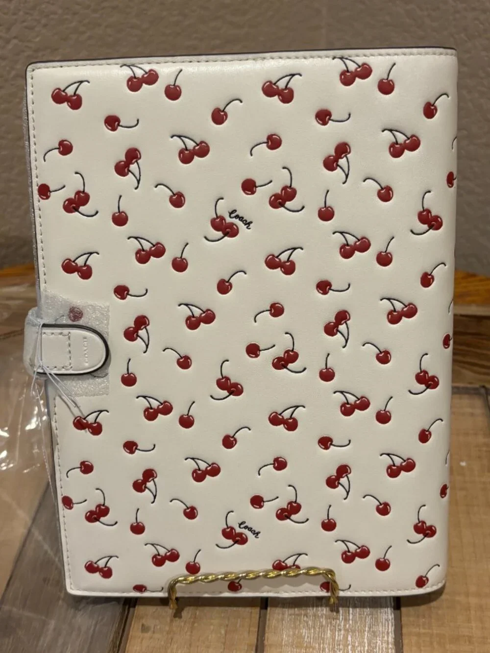 2026 Coach Notebook With Cherry Print | Red/White CFA44 NWT